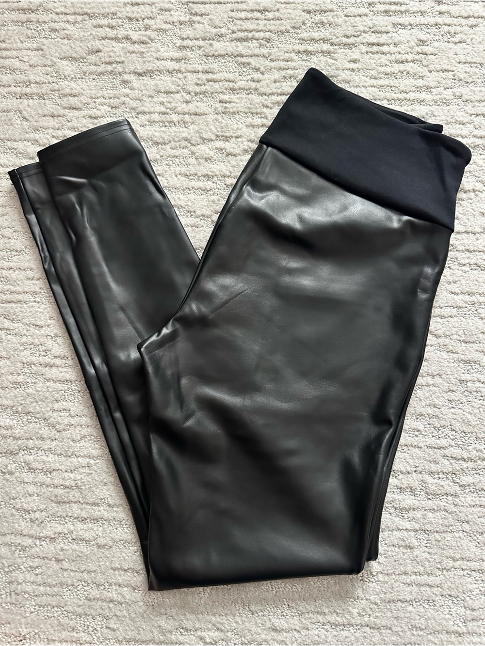 SPANX Girls Black Faux Leather Leggings